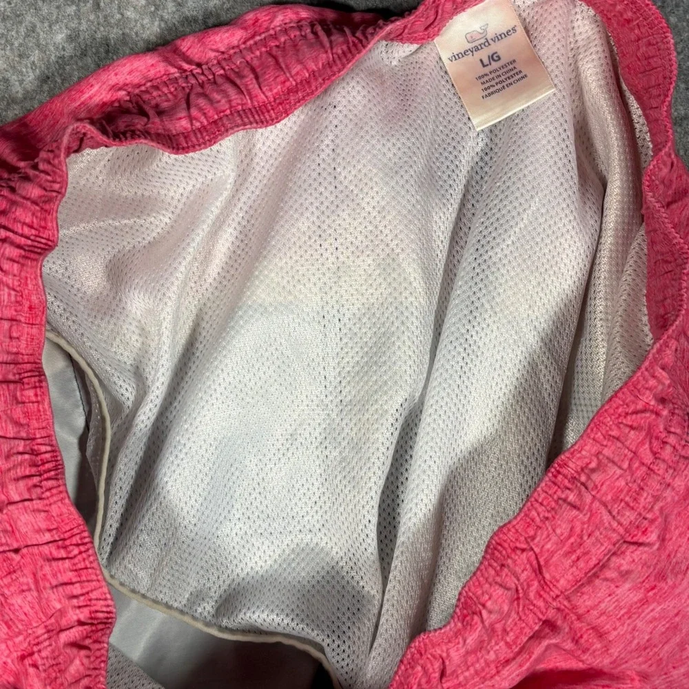Vineyard Vines Swim Trunks Mens L Pink Blue Colorblock Preppy Lined Bathing Suit